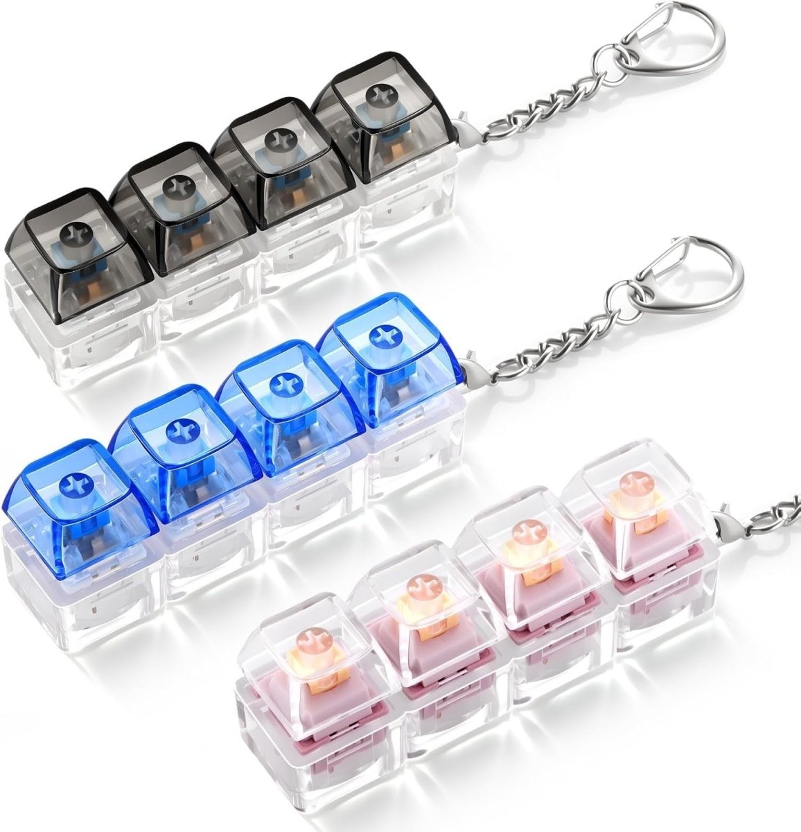 Keyboard Fidget Clicker Keychain 3 Pack Silent Clicky Stress Relief Toy - Kwikley