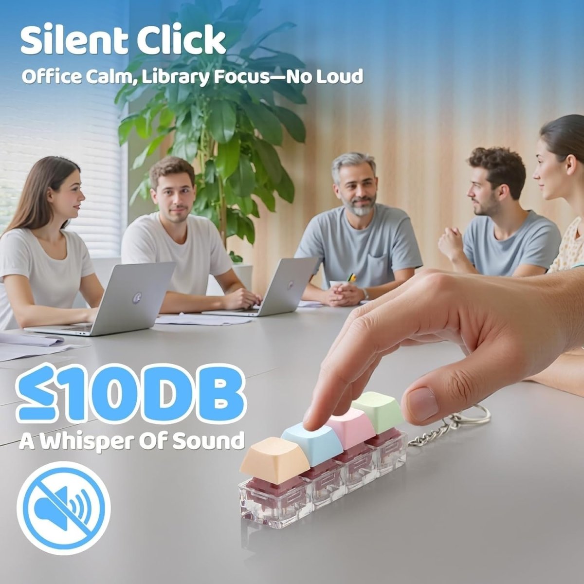 Keyboard Fidget Clicker Keychain Silent Clicky Stress Relief Focus Toy - Kwikley