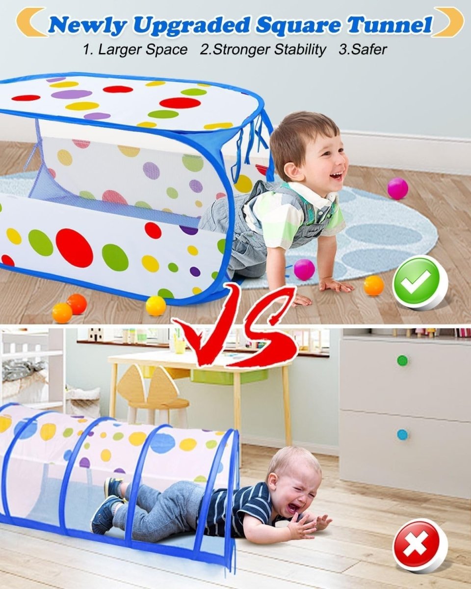 Kids 3in1 Pop Up Play Tent Tunnel Ball Pit Indoor Outdoor Set - Kwikley