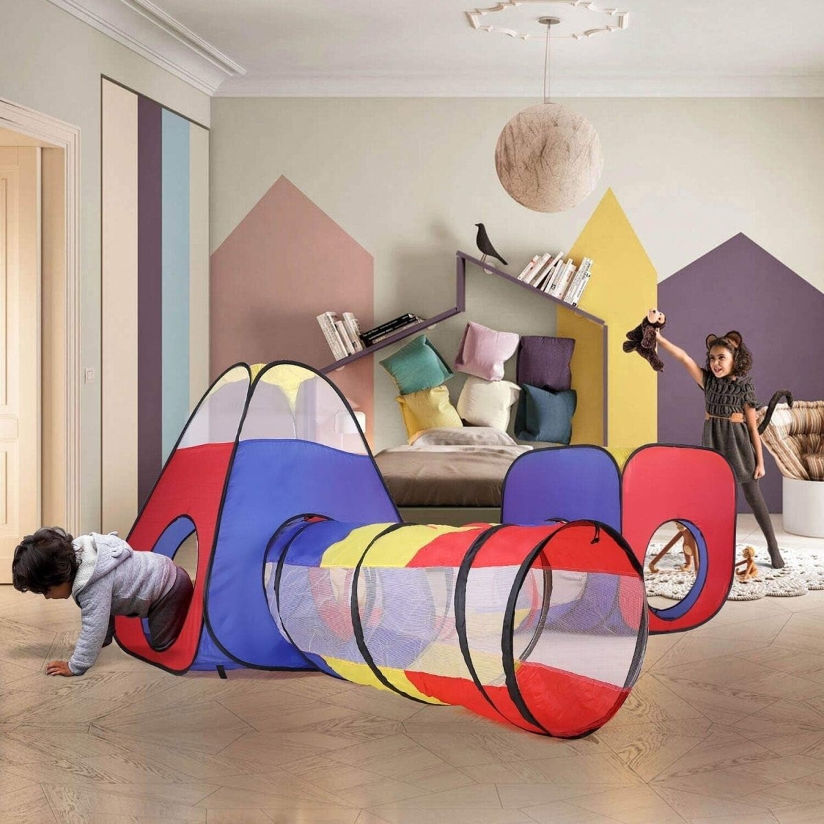 Kids 4in1 Pop Up Play Tent Tunnel Ball Pit Indoor Outdoor - Kwikley