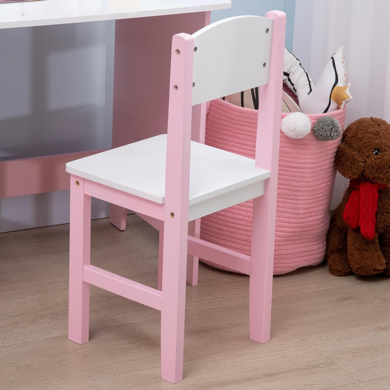 Kids Desk and Chair Set with Storage & Whiteboard – Pink Study Table - Kwikley