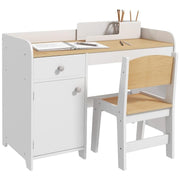 Kids Desk & Chair Set w/ Drawer Storage 3–6 Yr Study Table Toddler White - Kwikley