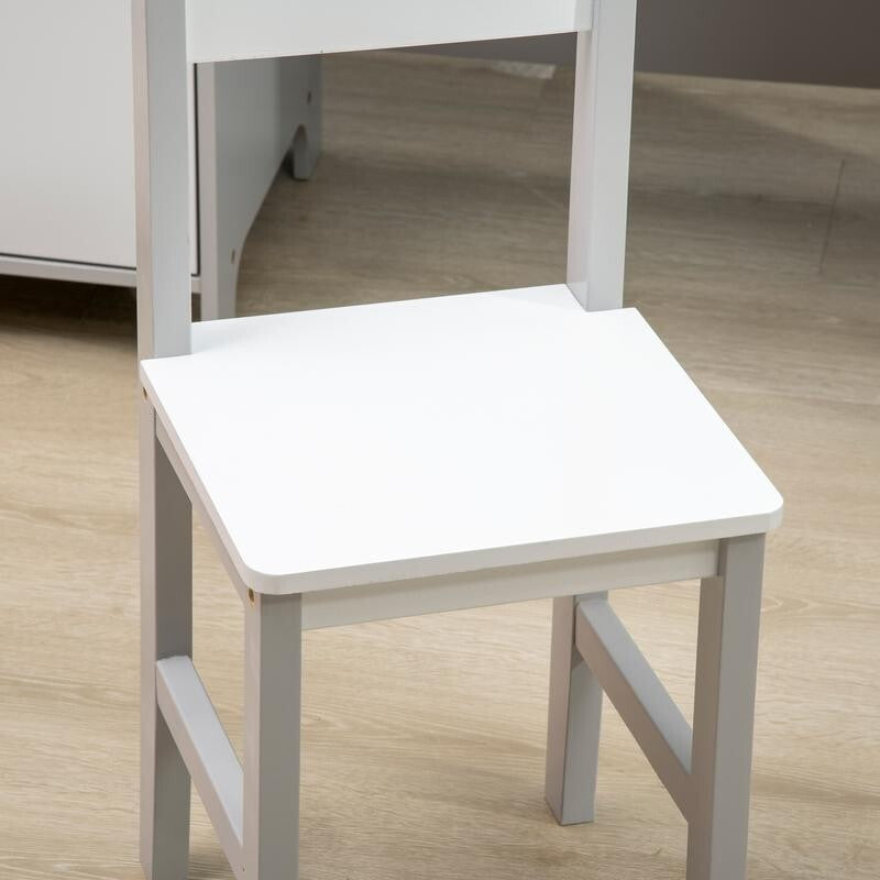 Kids Desk & Chair Set White Grey w/ Storage & Whiteboard Table Ages 5–8 - Kwikley