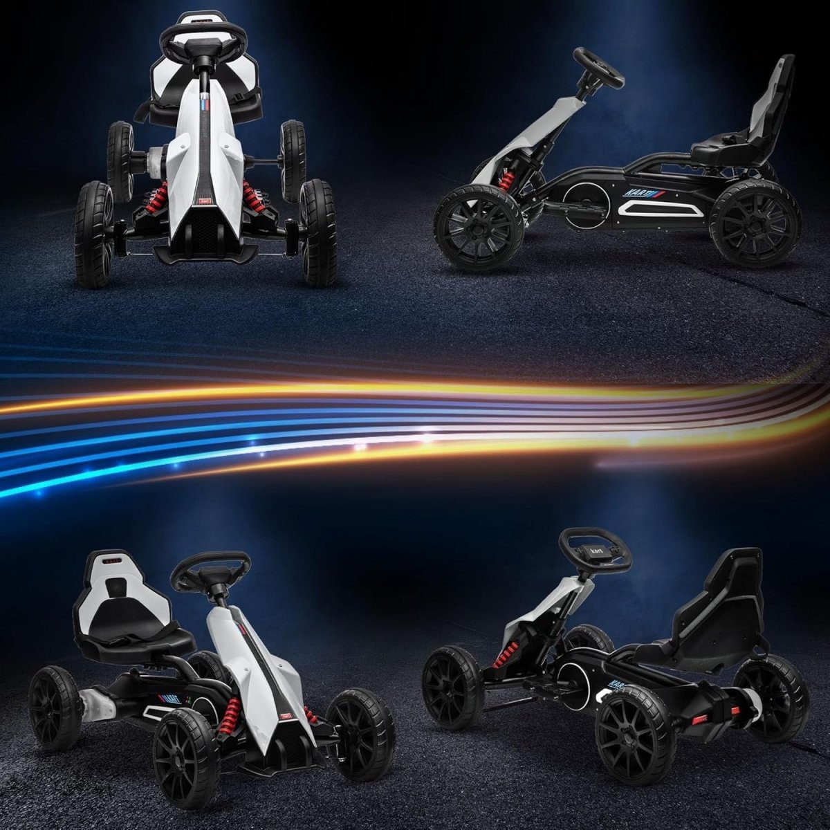 Kids Electric Go Kart 12V Drift Kart Ride On Car White 30kg Seat Belt - Kwikley