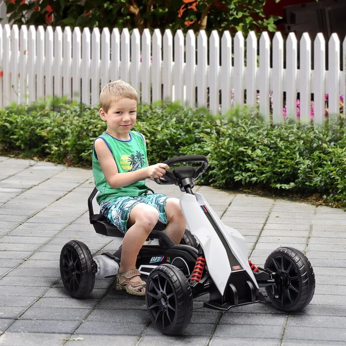 Kids Electric Go Kart 12V Drift Kart Ride On Car White 30kg Seat Belt - Kwikley