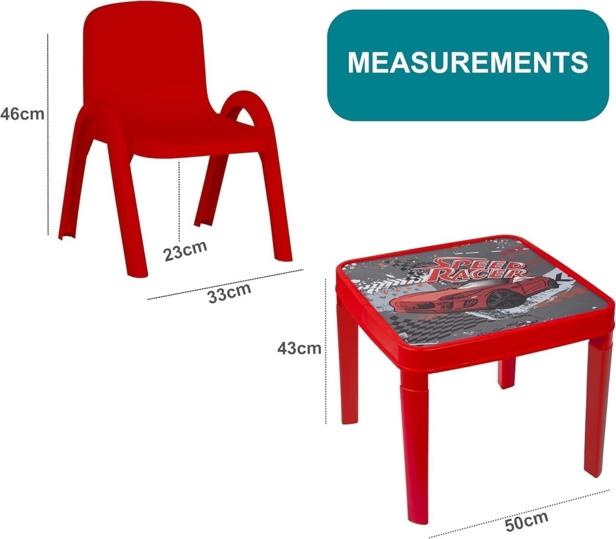 Kids Folding Table & Chair Set Plastic Stackable Indoor Outdoor Red - Kwikley