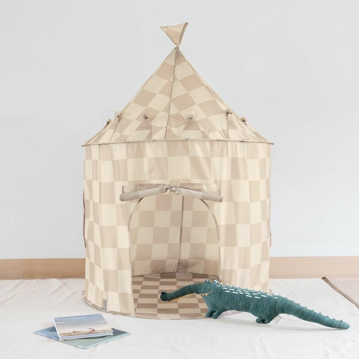 Kids Indoor Play Tent Castle Fort Recycled Fabric Beige Playhouse - Kwikley