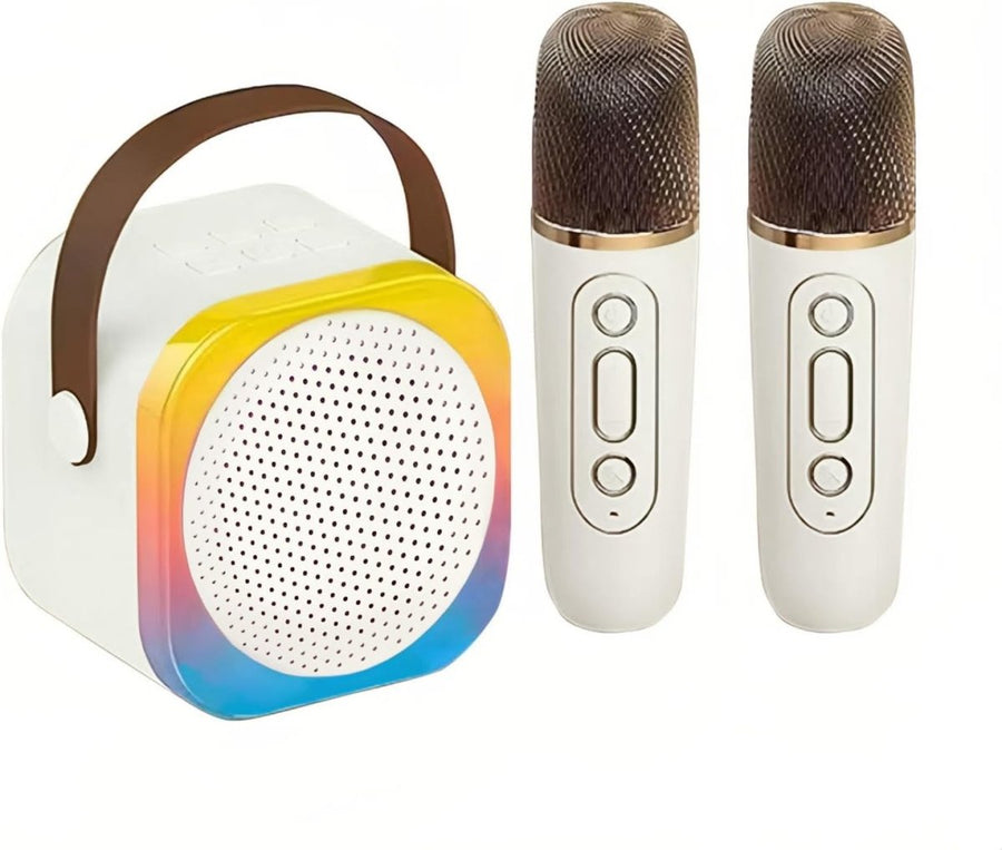 Kids Karaoke Machine 2 Microphones Bluetooth Speaker LED Lights Toy - Kwikley