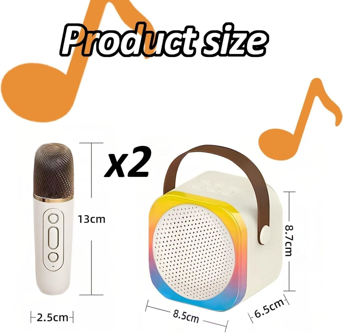 Kids Karaoke Machine 2 Microphones Bluetooth Speaker LED Lights Toy - Kwikley