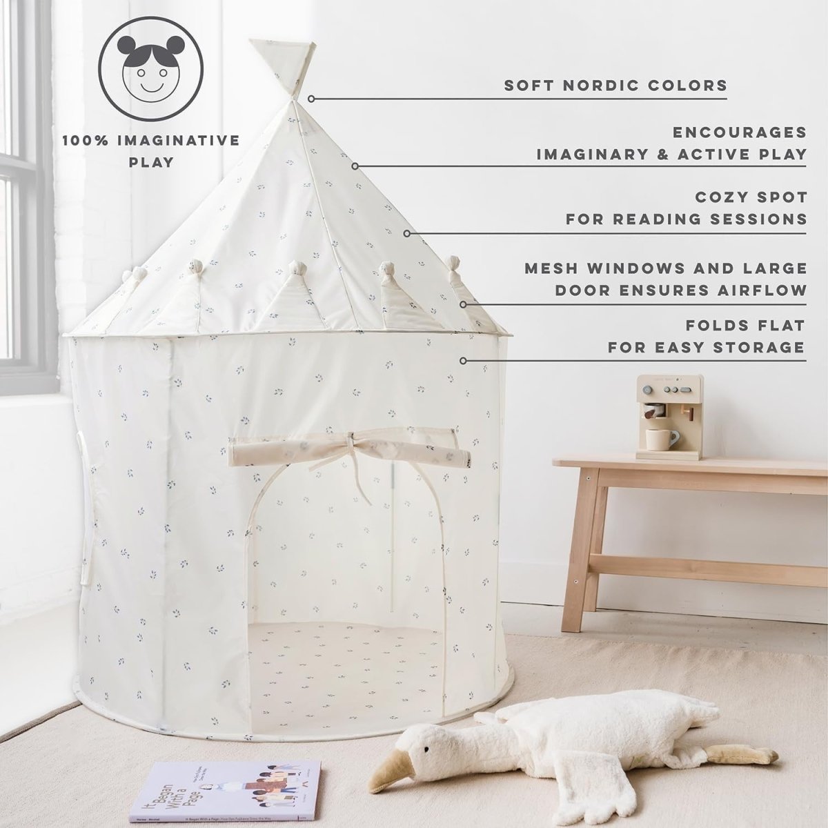 Kids Play Tent Indoor Castle Playhouse Pop Up Toddler Fort - Kwikley