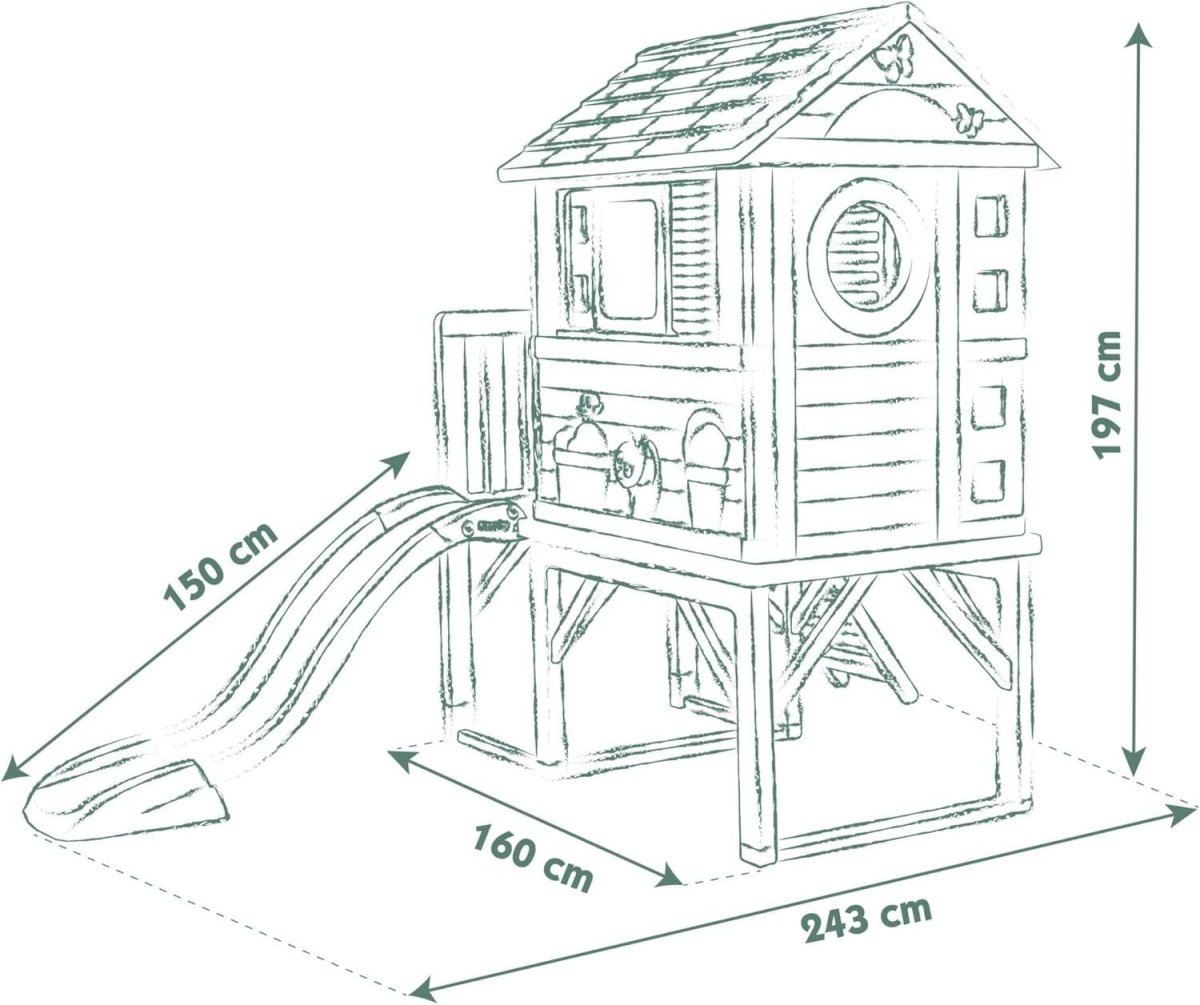 Kids Playhouse with Slide Treehouse Style Indoor Outdoor Garden Age 2+ - Kwikley