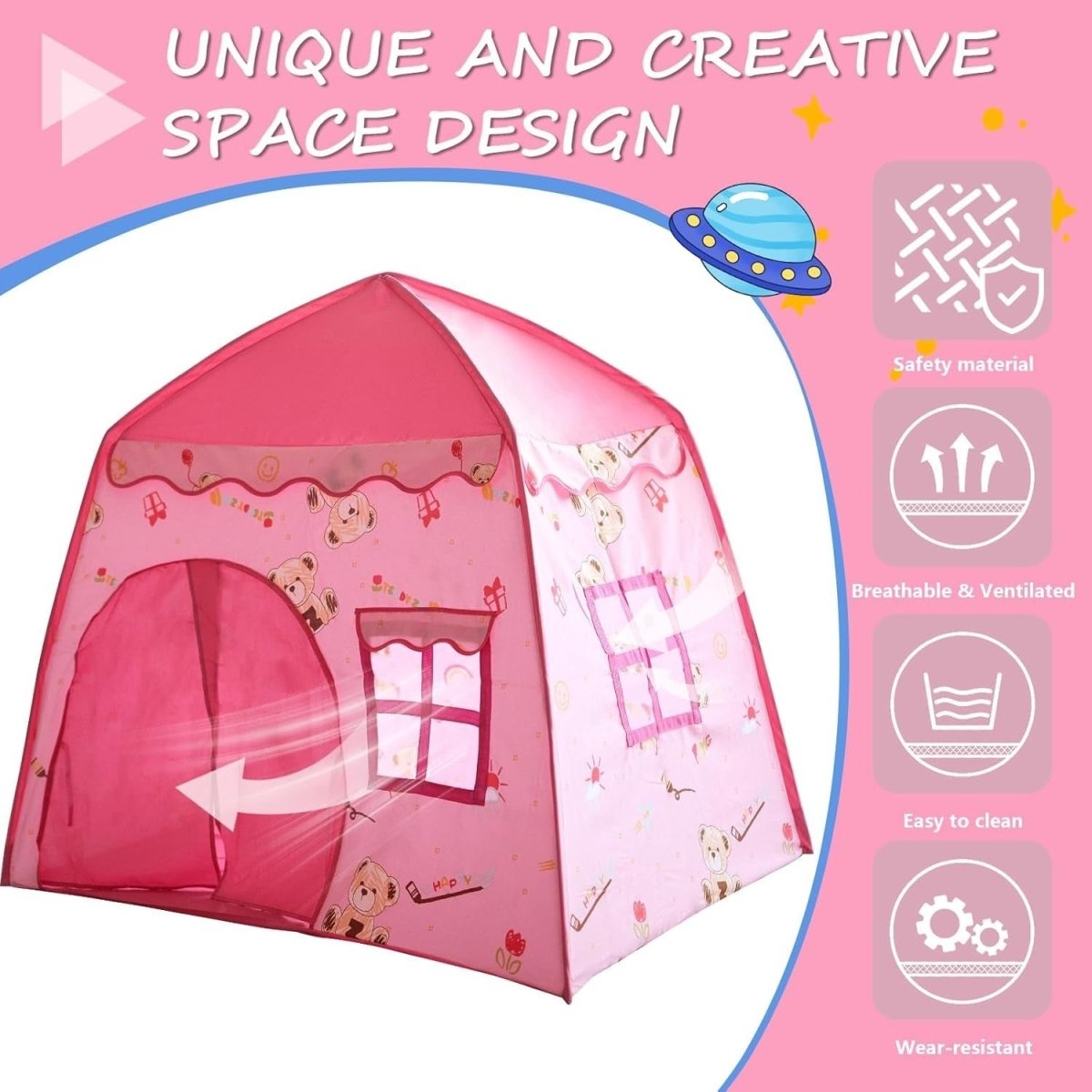 Kids Pop Up Play Tent Dome Castle Easy Setup Indoor Outdoor - Kwikley