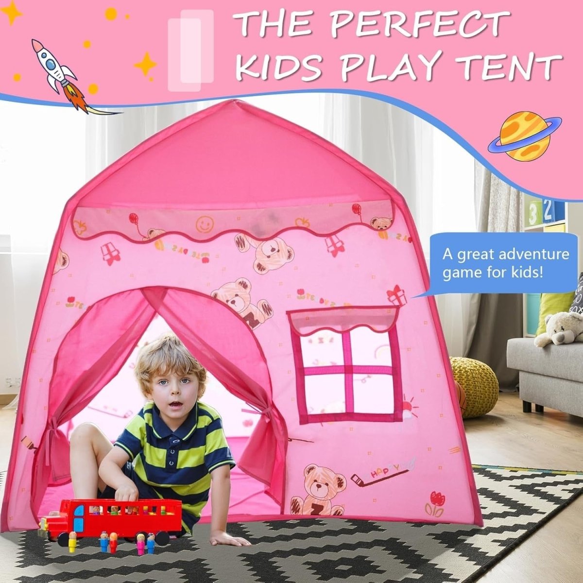 Kids Pop Up Play Tent Dome Castle Easy Setup Indoor Outdoor - Kwikley