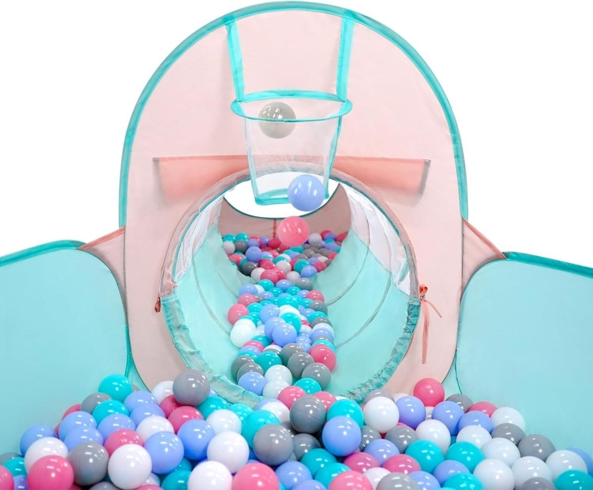 Kids Pop Up Playhouse Tent With Crawl Tunnel & Ball Pit Set - Kwikley