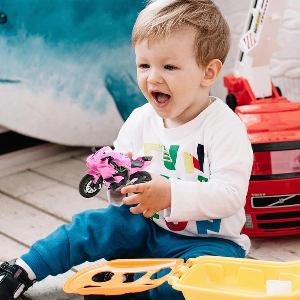 Kids Pull - Back Motorbike Toy - Realistic Ride - On Model, Durable & Safe Gift - Kwikley