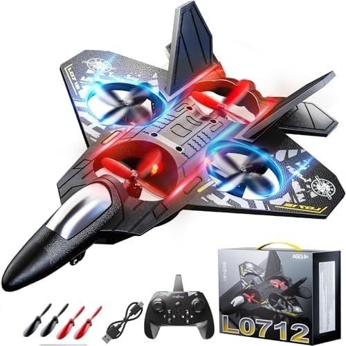 Kids RC Airplane Drone with Lights, 360° Flips, Auto Hover, Easy Flight - Kwikley