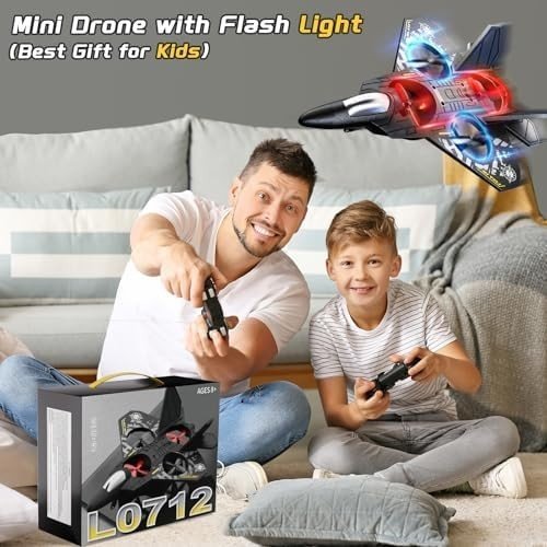 Kids RC Airplane Drone with Lights, 360° Flips, Auto Hover, Easy Flight - Kwikley