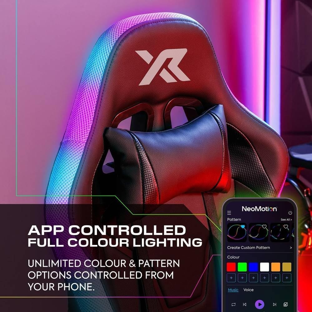 Kids RGB Gaming Chair High Back LED eSports Chair Adjustable Black - Kwikley