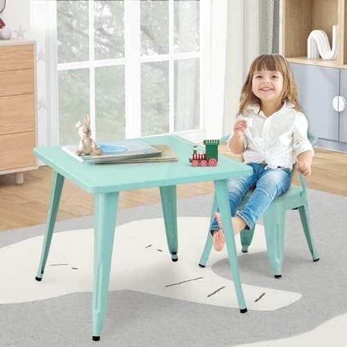 Kids Table and Chairs Set Toddler Activity Furniture Playroom Nursery Blue - Kwikley