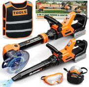 Kids Toy Leaf Blower & Lawn Tool Set with Vest Sound Lights Garden Play - Kwikley
