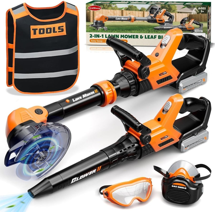 Kids Toy Leaf Blower & Lawn Tool Set with Vest Sound Lights Garden Play - Kwikley