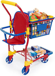 Kids Toy Shopping Cart Supermarket Trolley Play Set with Food Boxes - Kwikley