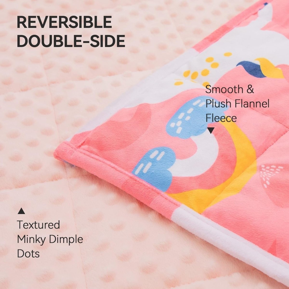 Kids Weighted Blanket Pink Unicorn 1.4kg 90x120cm Soft Calming Comfort - Kwikley