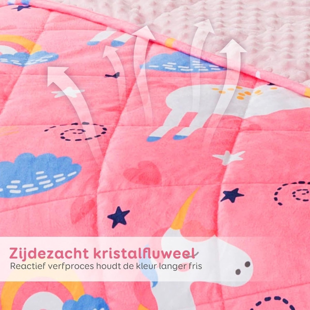 Kids Weighted Blanket Pink Unicorn 1.4kg 90x120cm Soft Calming Comfort - Kwikley