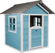 Kids Wooden Playhouse Outdoor Garden Lodge Blue w Windows Letterbox - Kwikley