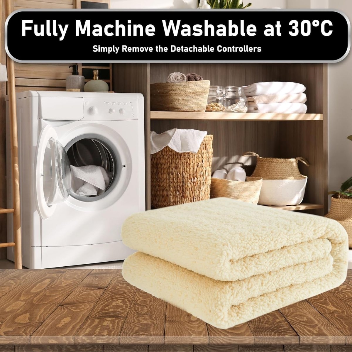 King Electric Heated Blanket Dual Control 9 Heat Timer Soft Fleece 203x152cm - Kwikley