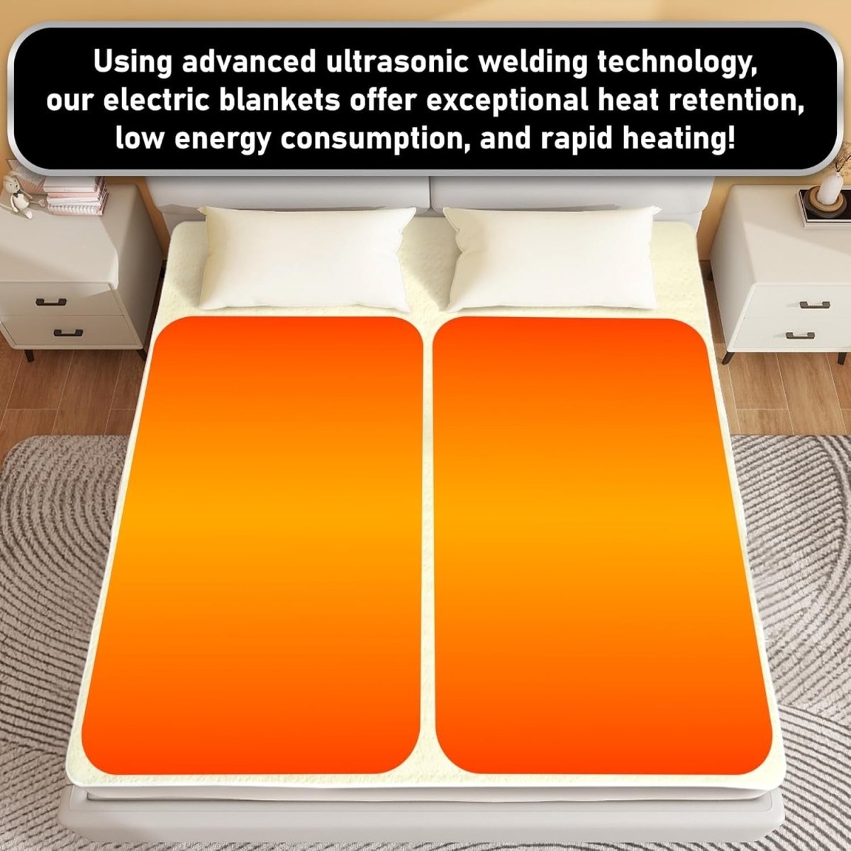 King Electric Heated Blanket Dual Control 9 Heat Timer Soft Fleece 203x152cm - Kwikley