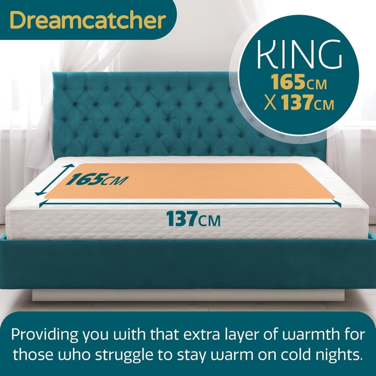 King Electric Underblanket Fitted Mattress Cover 3 Heat Settings Washable - Kwikley