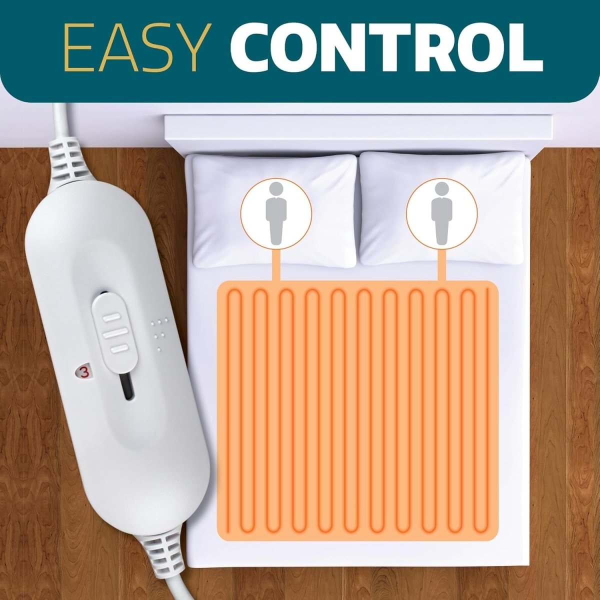 King Electric Underblanket Fitted Mattress Cover 3 Heat Settings Washable - Kwikley