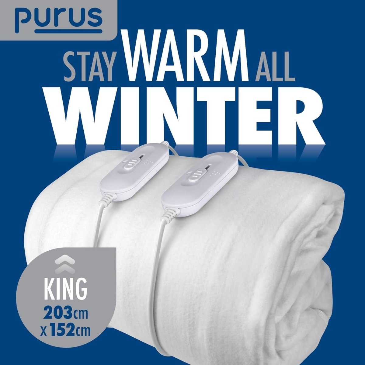 King Electric Underblanket White 203x152cm Dual Control Heated Mattress - Kwikley