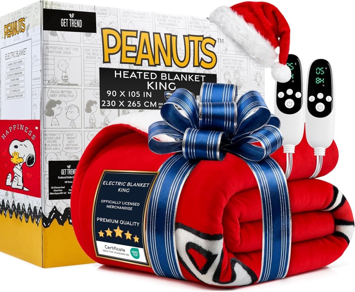 King Size Electric Heated Blanket 230x265cm Fleece 9 Heat Timer - Kwikley