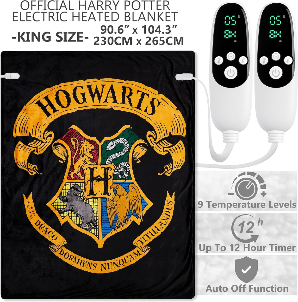 King Size Electric Heated Blanket 230x265cm Sherpa Fleece 9 Timer - Kwikley