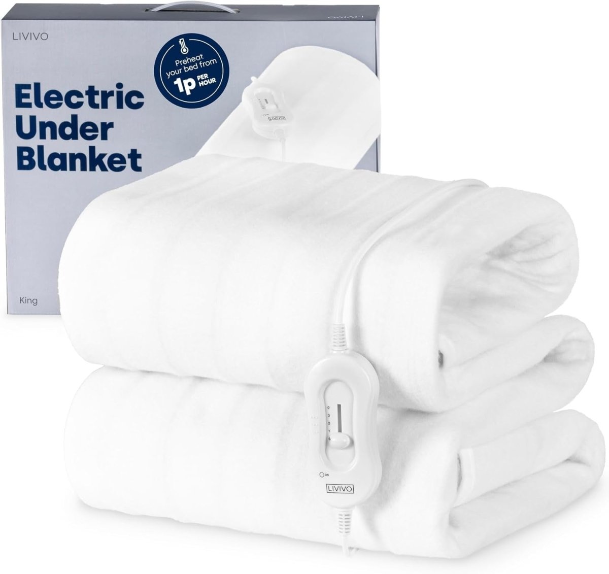 King Size Electric Under Blanket Fast Heat Fitted Safe Warm 165x137cm - Kwikley