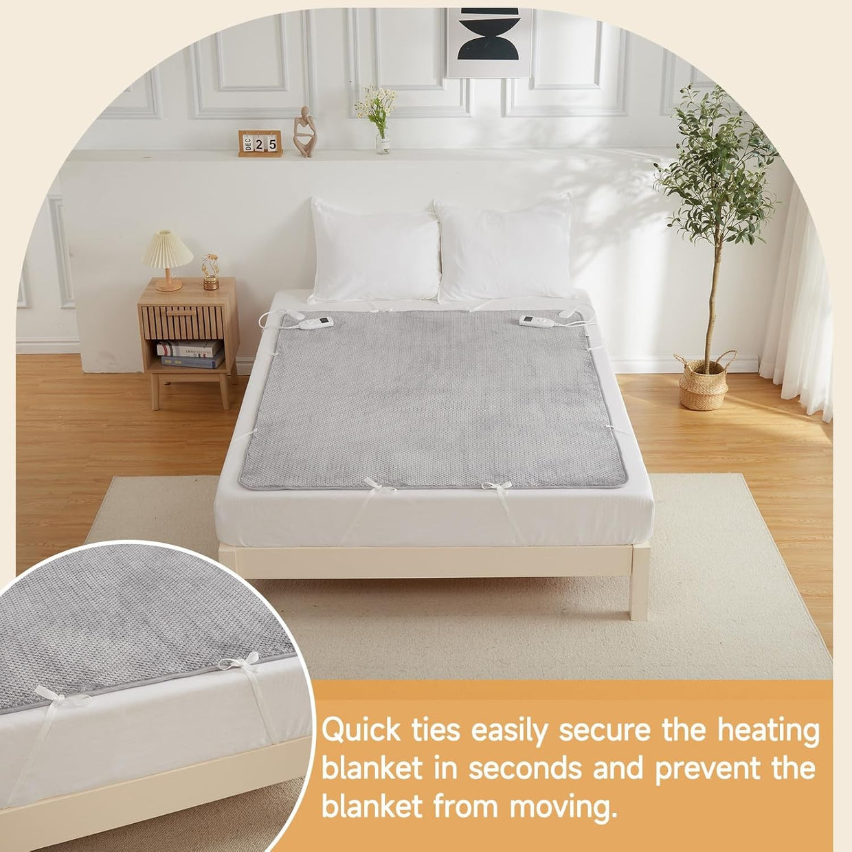 King Size Electric Underblanket Dual Control 5 Heat Timer Washable Bed Warmer - Kwikley