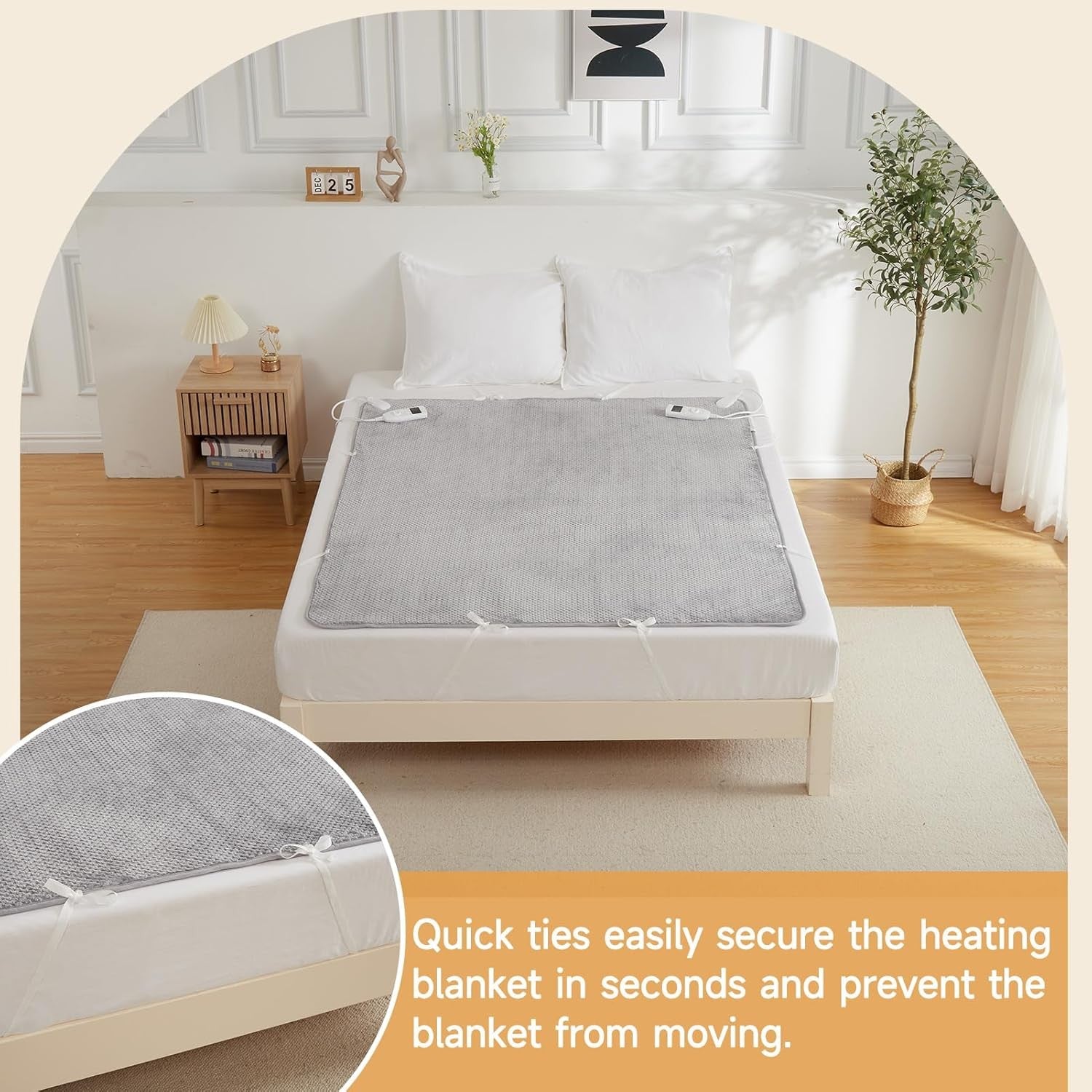 King Size Electric Underblanket Dual Control 5 Heat Timer Washable Bed Warmer - Kwikley