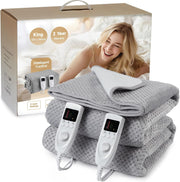 King Size Electric Underblanket Dual Control 5 Heat Timer Washable Bed Warmer - Kwikley