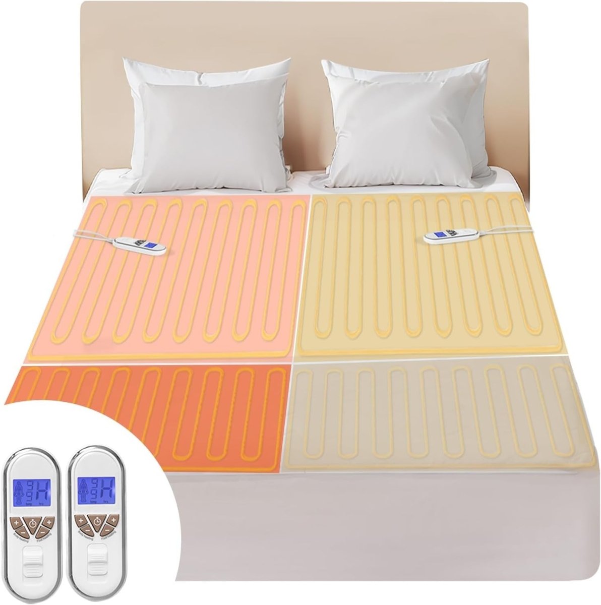 King Size Electric Underblanket Dual Control 9 Heat Settings Washable - Kwikley