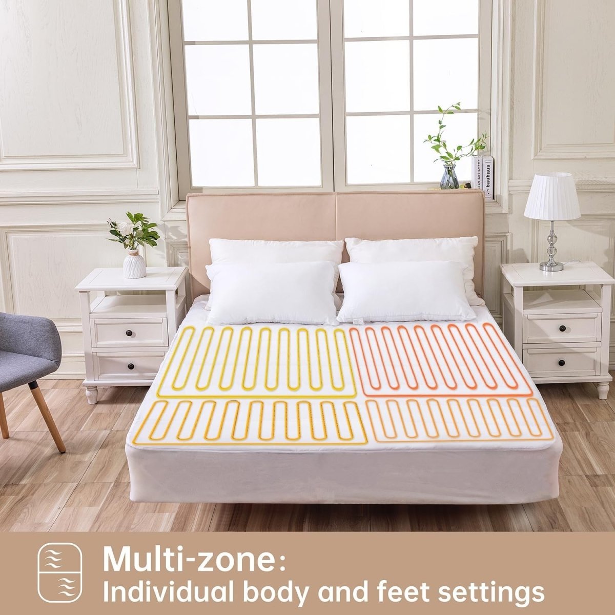 King Size Electric Underblanket Dual Control 9 Heat Settings Washable - Kwikley