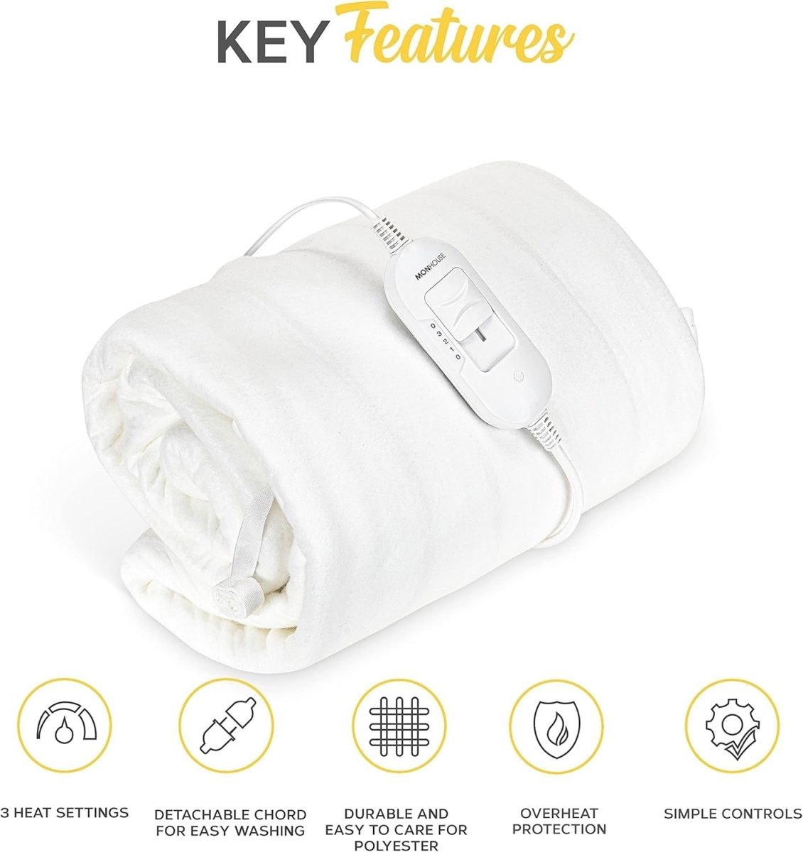 King Size Electric Underblanket Fleece Heated Mattress Cover Fast Heat Washable - Kwikley