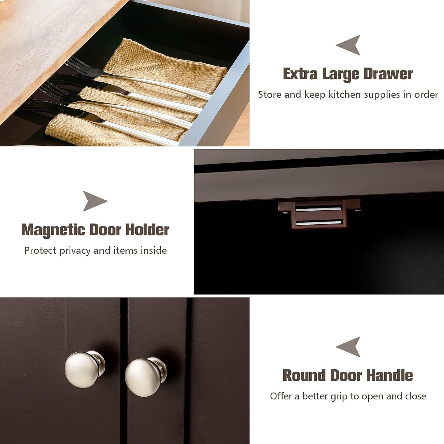 Kitchen Storage Trolley on Wheels with Drawer & Wine Rack, 37x67x86cm - Kwikley