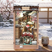 Kyoto Snow Night Book Nook DIY Miniature House LED Wooden Puzzle Decor - Kwikley