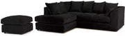 L Shape Corner Sofa with Footstool – 4 Seater Left Hand Jumbo Cord Black - Kwikley
