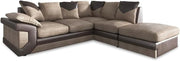 L - Shape Right - Hand Facing Jumbo Cord Sofa 3+2 Seater Brown & Beige - Kwikley
