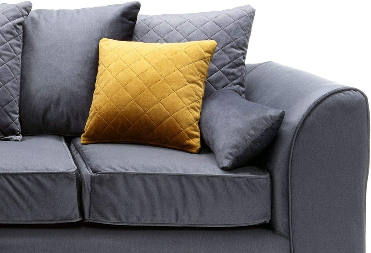L - Shaped 4 Seater Corner Sofa Velvet Fabric Water - Repellent Dark Grey - Kwikley