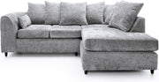 L - Shaped Corner Sofa 4 - Seater Silver Deep Cushions Right Hand Facing - Kwikley