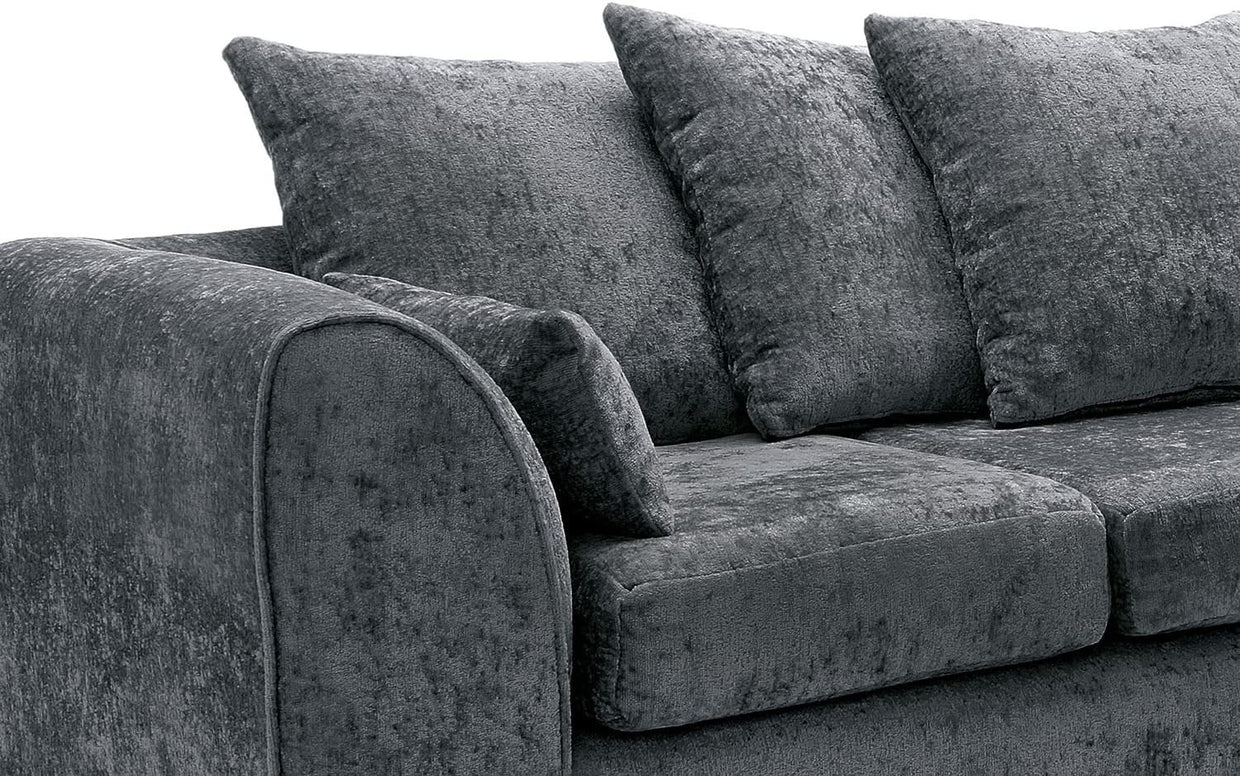 L - Shaped Dark Grey Chenille Sofa 5 - Seater Removable Cover Corner Couch - Kwikley